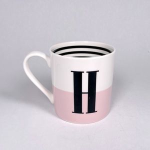 Kate Spade H Mug Pink White and Stripes